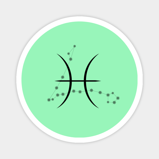Pisces - Zodiac Sign Symbol and Constellation Magnet by Red Fody